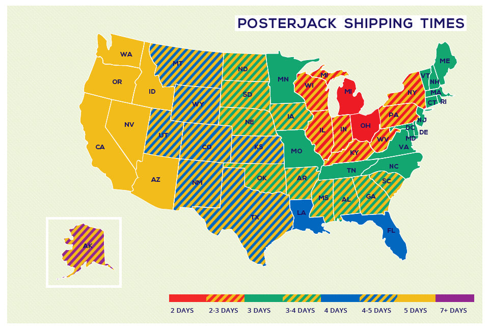 Posterjack USA Shipping Map