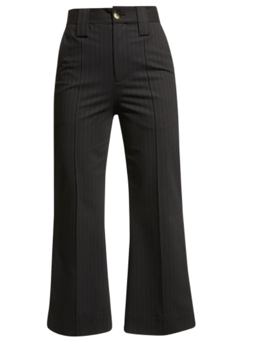 Pintuck Wide Leg Trouser in Viscose Wool Crepe, Women's Pants