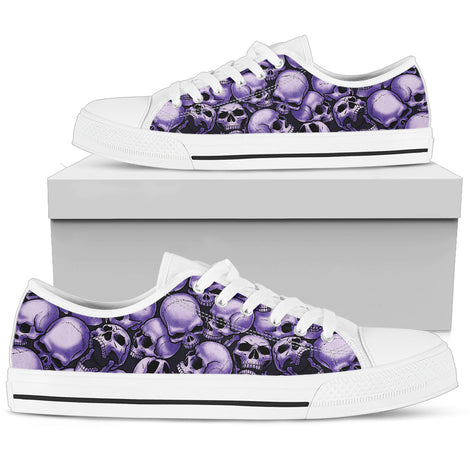 Skull Pile Low Top Shoes - Purple w/White Trim