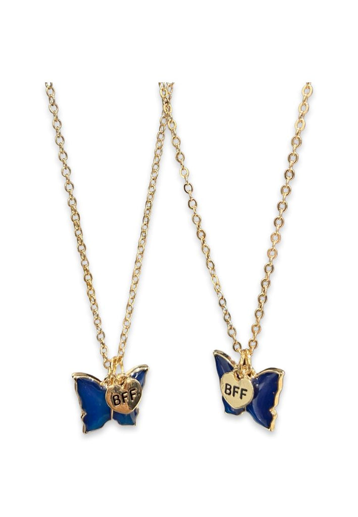 Gold Best Friends Butterfly Pendant Necklaces - 2 Pack