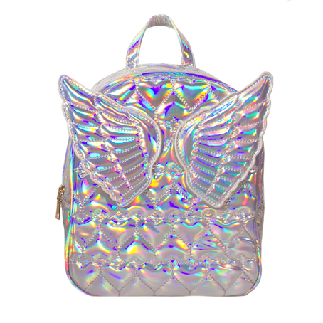 JUSTICE BUTTERFLY WINGS MINI BACKPACK INITIAL(A,C,D,G,H,K,M,P,R) IRIDESCENT  BLUE