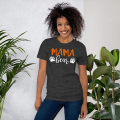 Mama Bear Shirt for Women / Dark Grey Heather on model