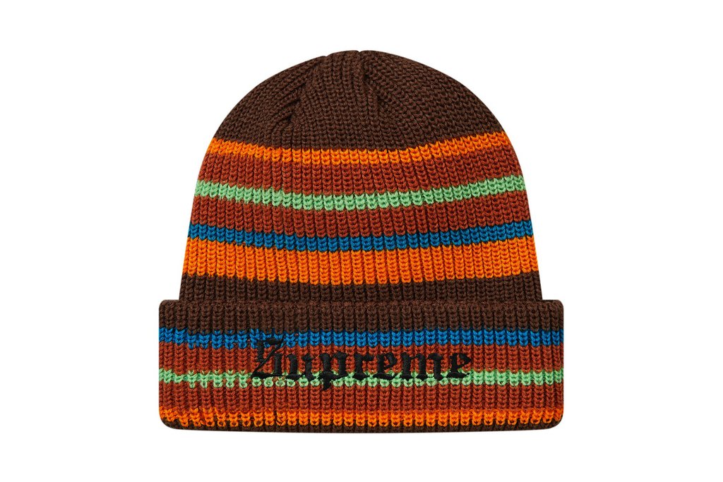 supreme bright stripe beanie