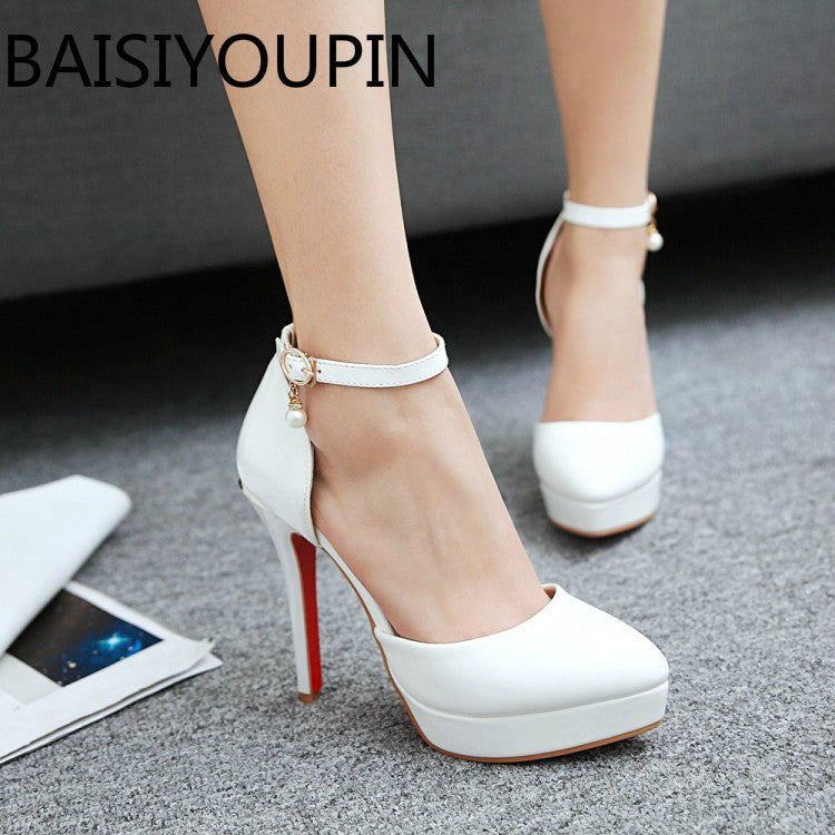 white small high heels