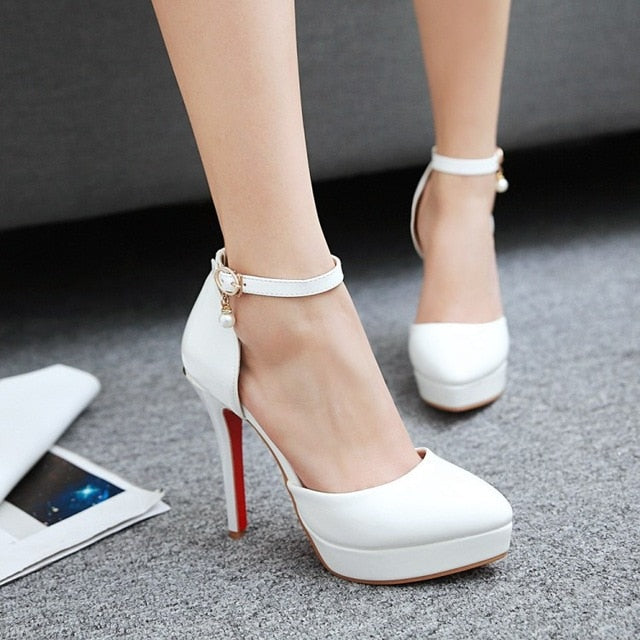 red bottom heels white