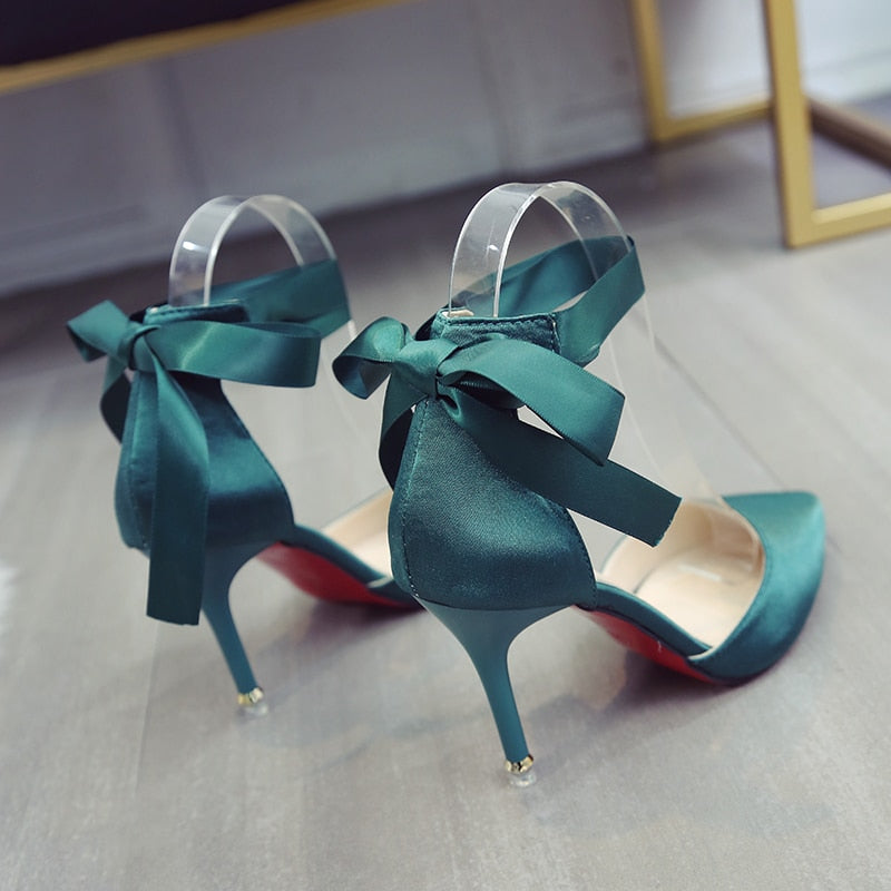 green red bottom high heels