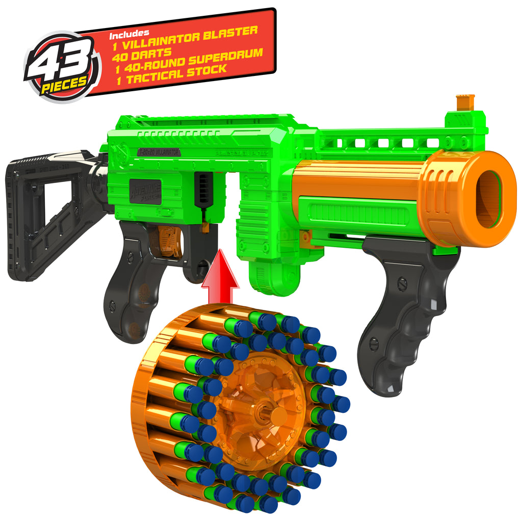 DART ZONE - ADVENTURE FORCE - VILLAINATOR Submachine Pump-Action Super ...