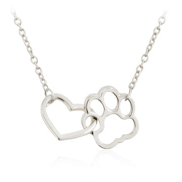 Hollow Pet Paw Footprint Necklaces Shellhard Cute Animal Dog Cat Love