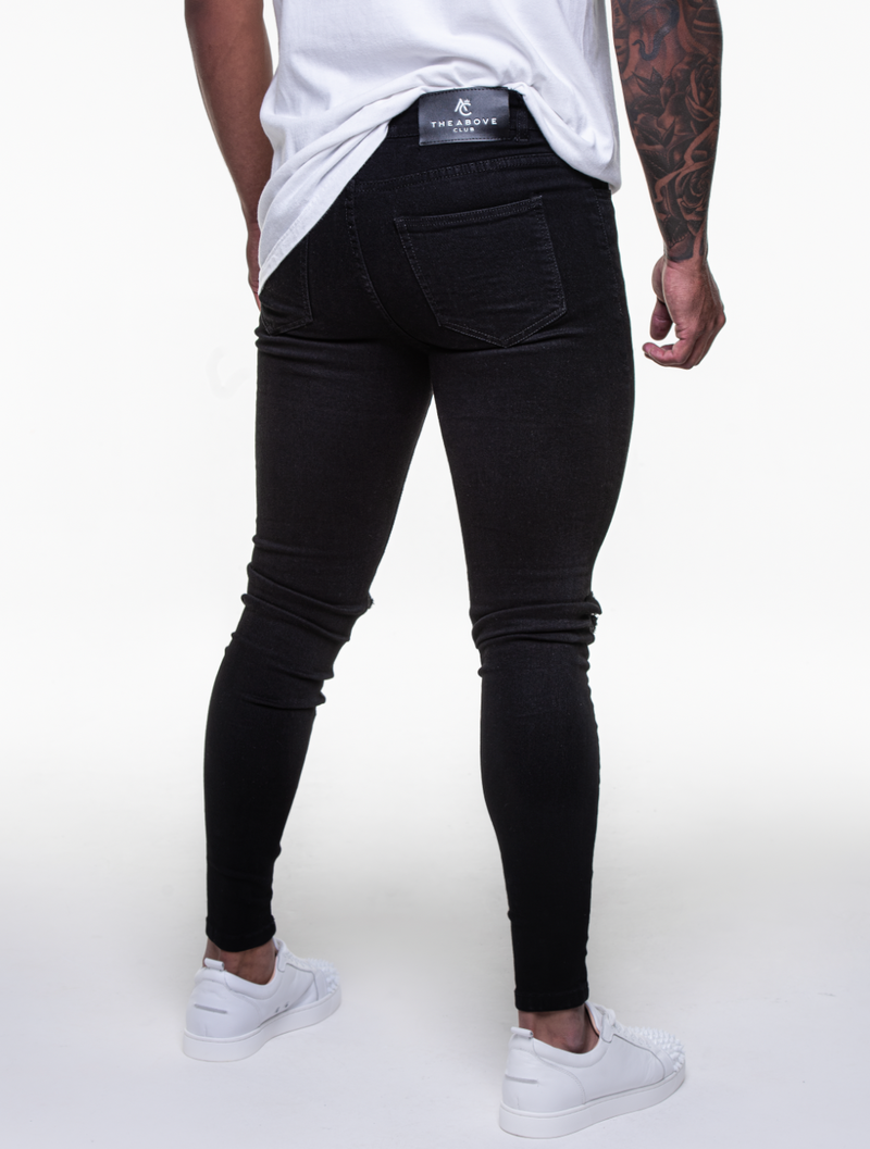 BENTLEY BLACK ULTRA RIPPED JEANS – The Above Club