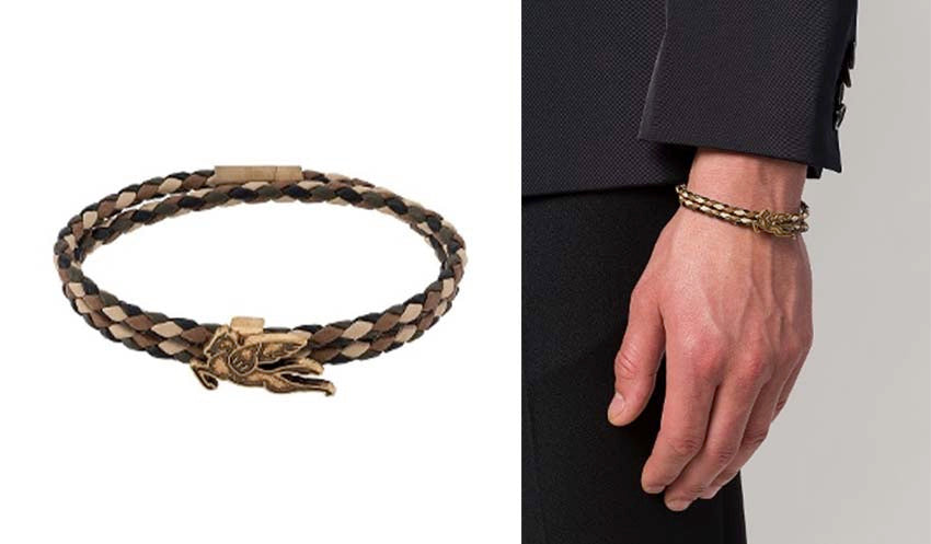 etro, leather bracelet, woven bracelet