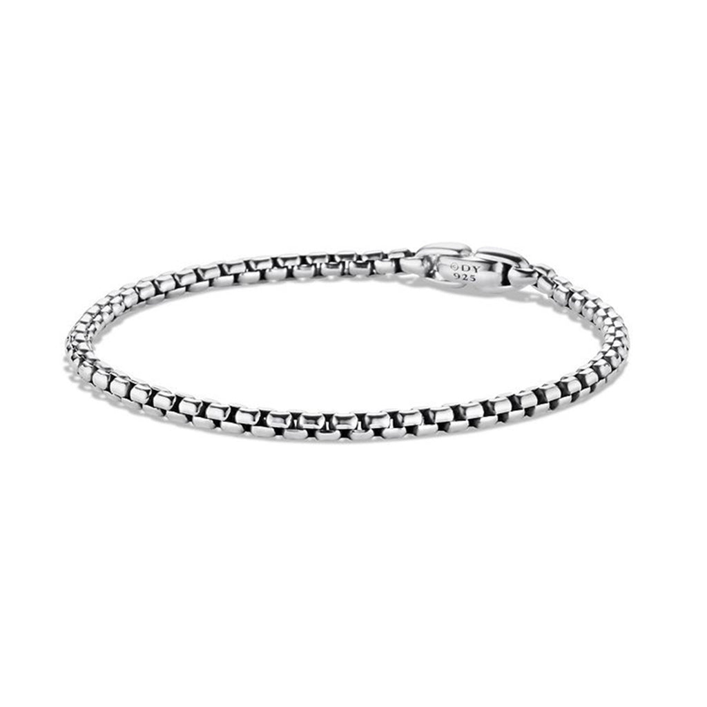 mens chain bracelet for best men's jewelry.silver bracelets for men of David Yurman.product of the best mens silver bracelets.medium box chain bracelet as best mens bracelet.
