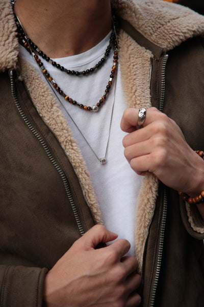 men wearing feng shui crystal necklace 