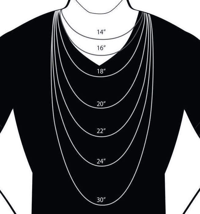 necklace length, necklace size, necklace length chart, necklace size chart, necklace size guide, necklace length gudie
