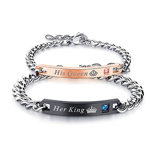 couple bracelets image, his and her bracelets, chain bracelets for couples, matching couple bracelets for couples, couple style silver chain bracelets, his queen and her king couple relationship bracelets