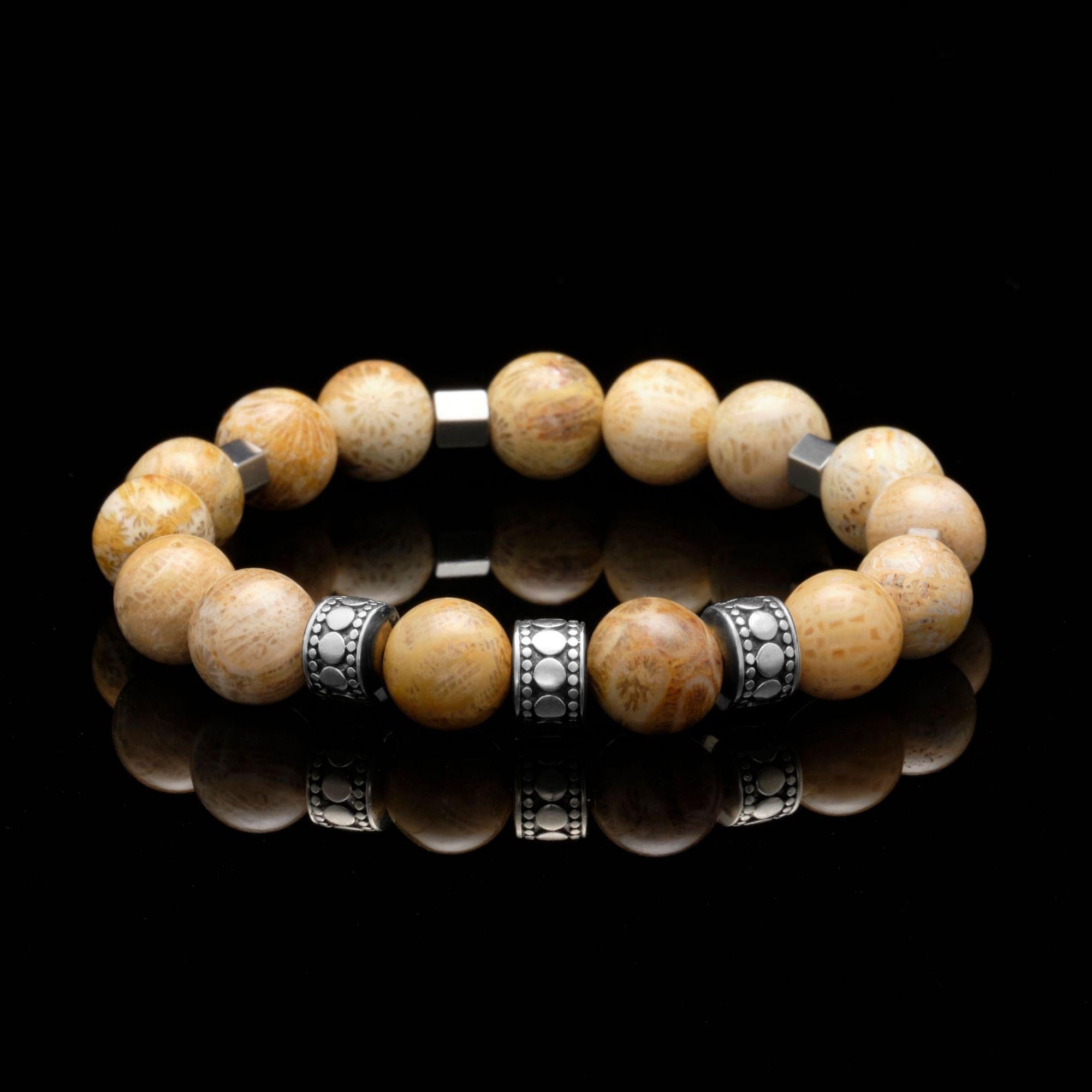 Silver Spacer Solar Plexus Chakra Bracelet | Mens Beaded Bracelet ...