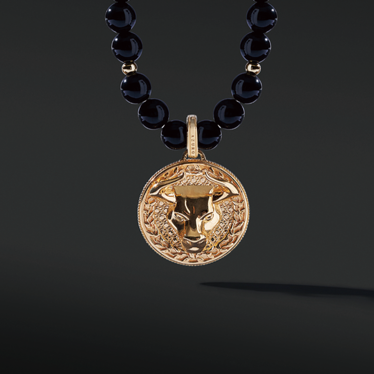 Gold Obsidian Beaded Necklace with Pendant – Azuro Republic