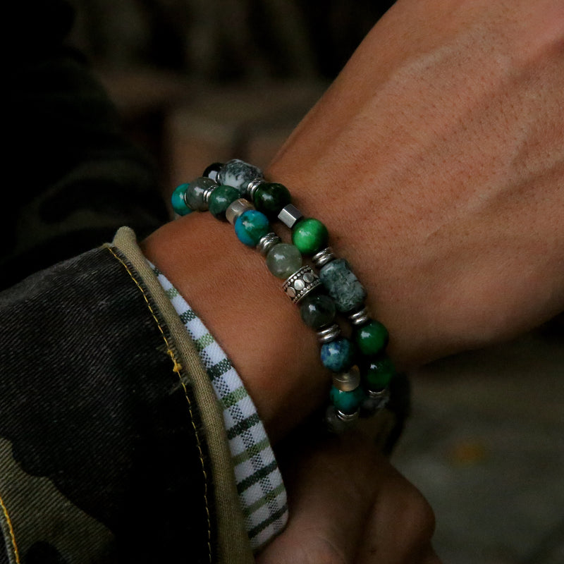 Leather stacked bracelets  Solaroid Energy