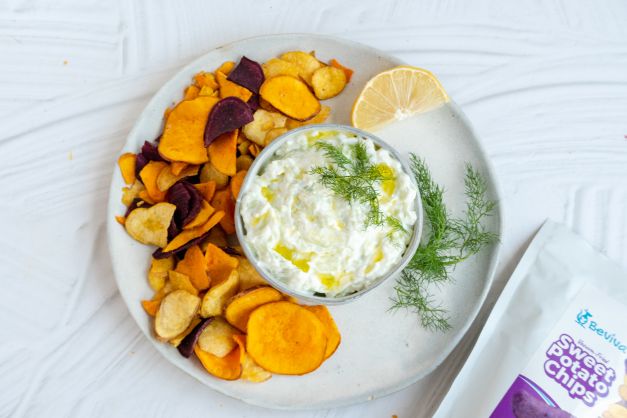 beviva sweet potato chips cucumber dip