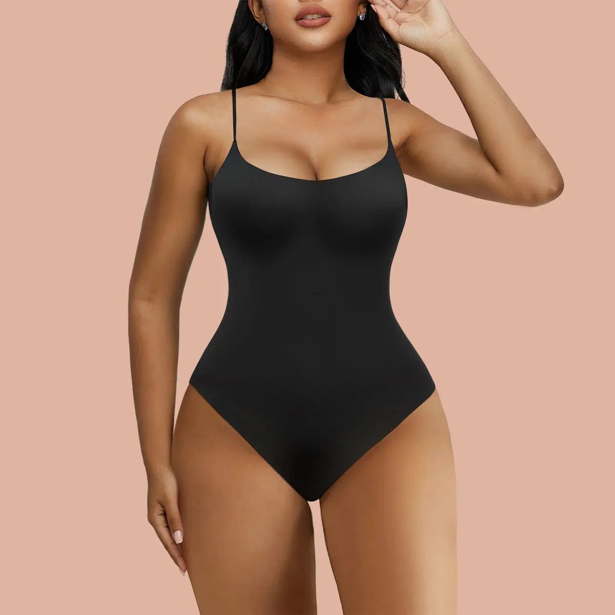 SHAPERX Bodysuit for Women Long Sleeve Tops High Stretch Leotard Top Thong  Second-skin Feel Jumpsuit Scoop Neck Body Suits, UK-SZ5260-Black-XS :  : Fashion