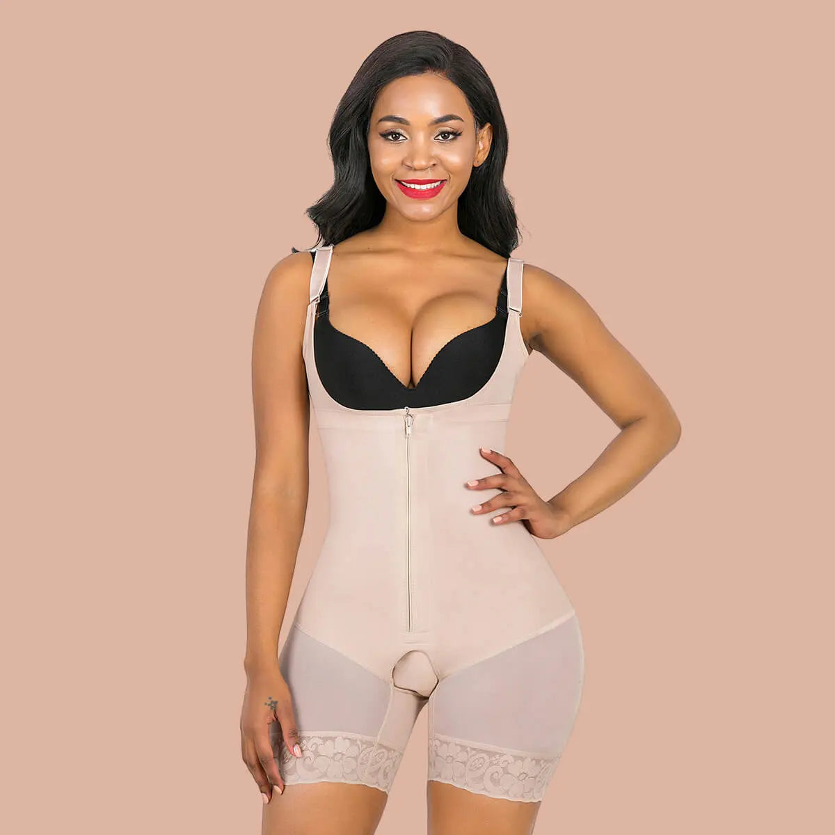 SHAPERX Women Shapewear Tummy Control Fajas Colombianas Body Shaper Zipper  Open Bust Bodysuit
