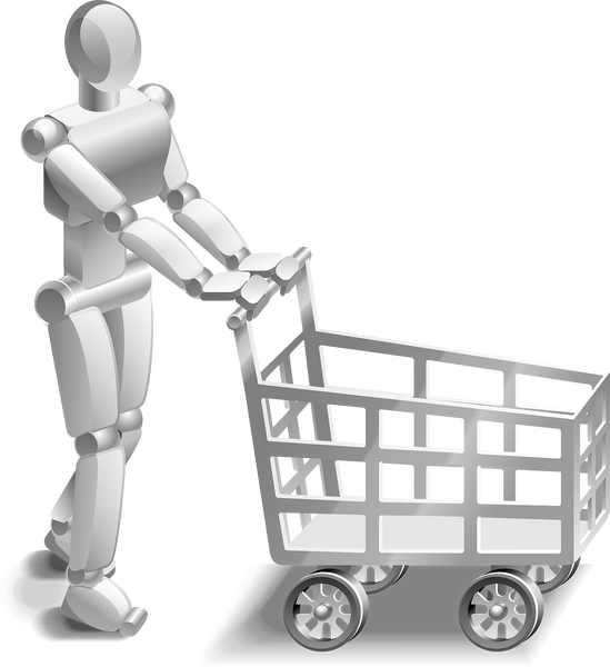 Image of a robot with a shopping cart