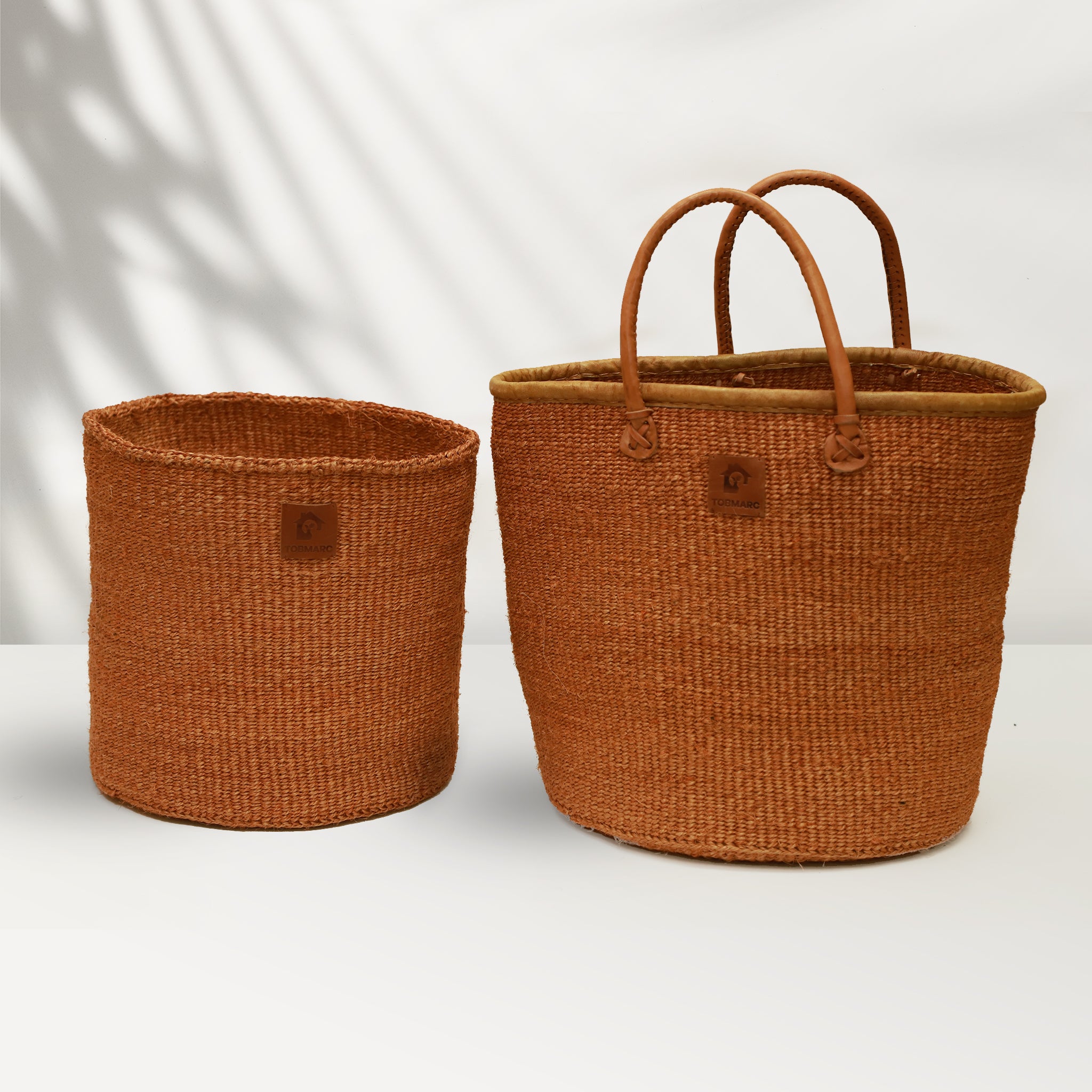 Leather Basket Handwoven Basket Leather Storage Basket 