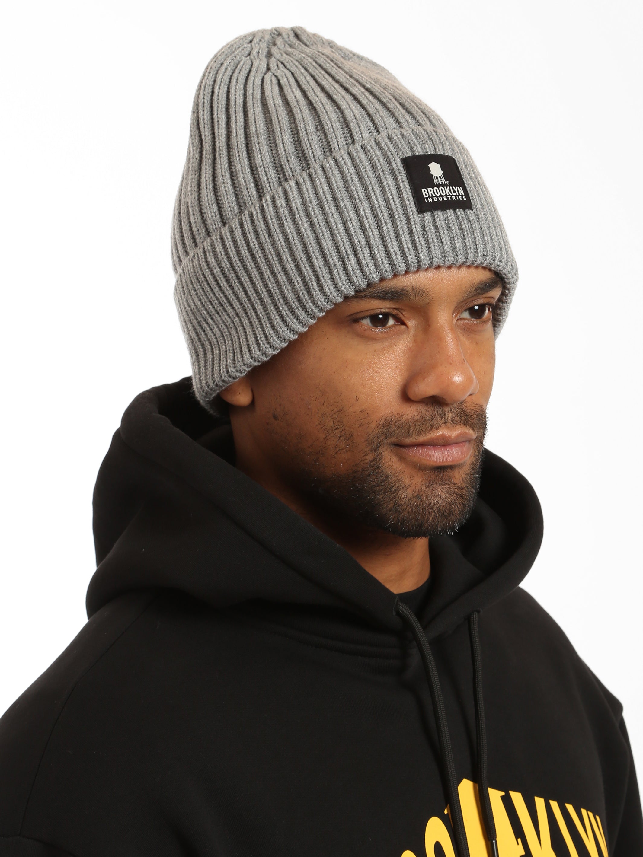 Ribbed Beanie Hat in Grey