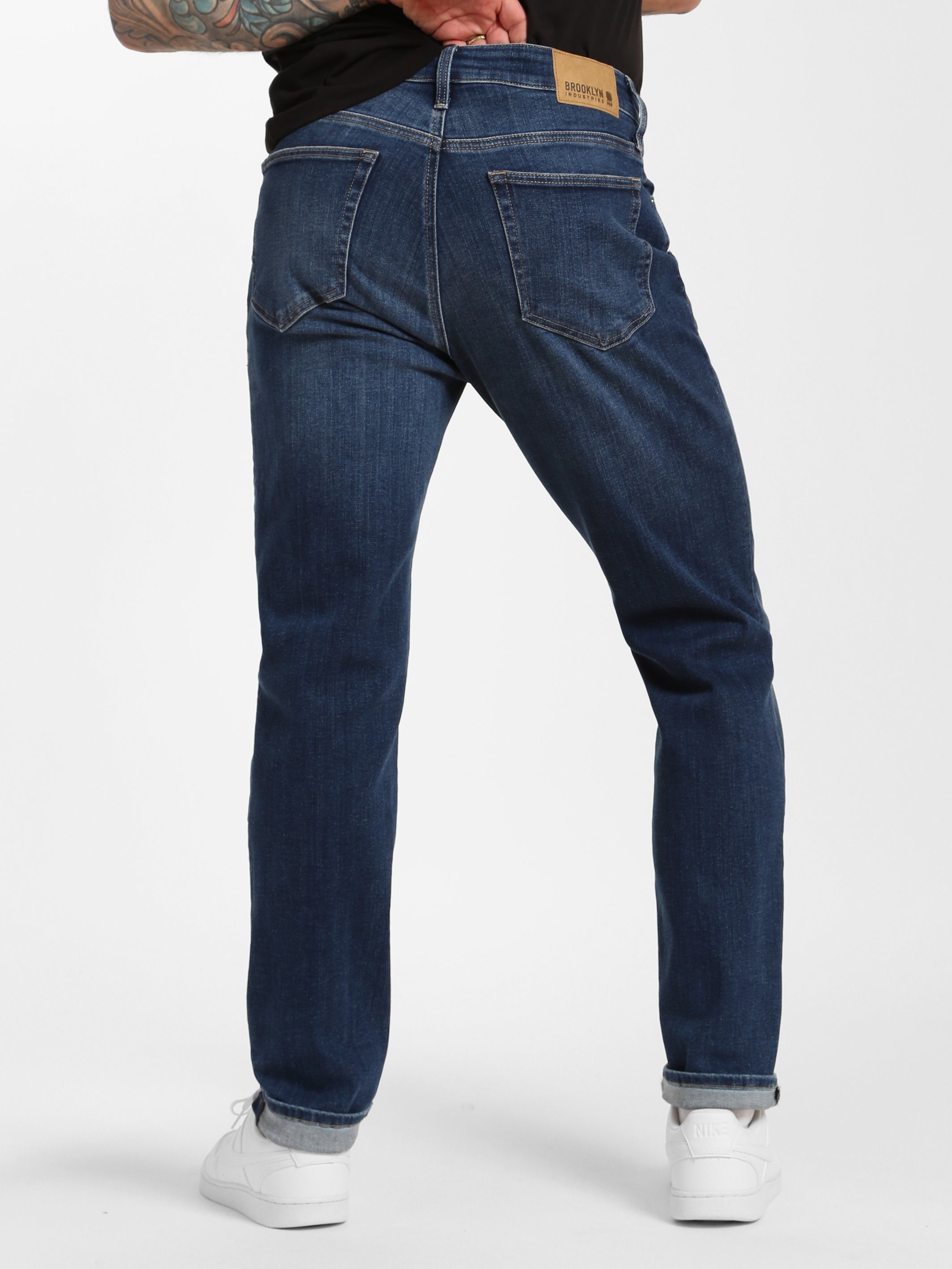 Franklin Athletic Fit Jeans in Dark Distressed Denim