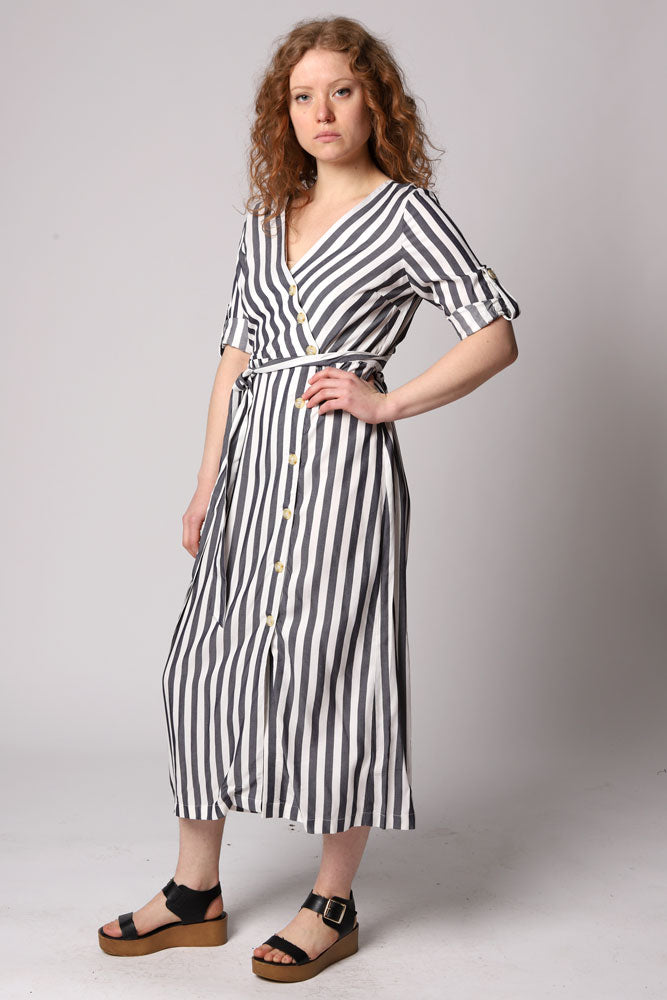 rayon midi dress with sleeves