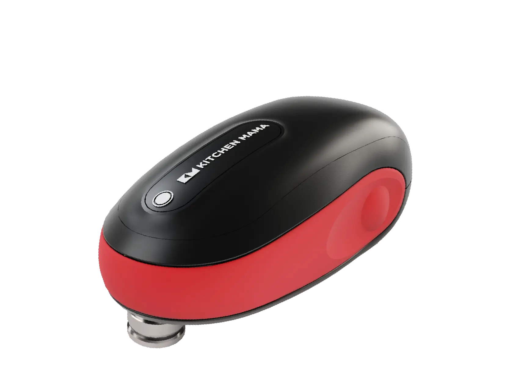 A compact black and red electronic gadget with a button, possibly a smart tool or remote control.