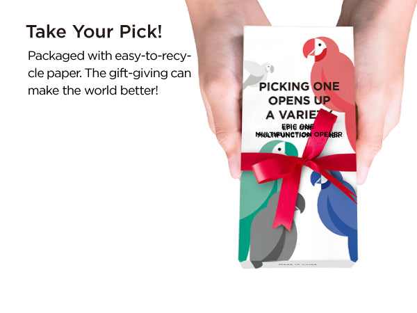 Packaged with easy-to-recycle paper. The gift-giving can make the world better!