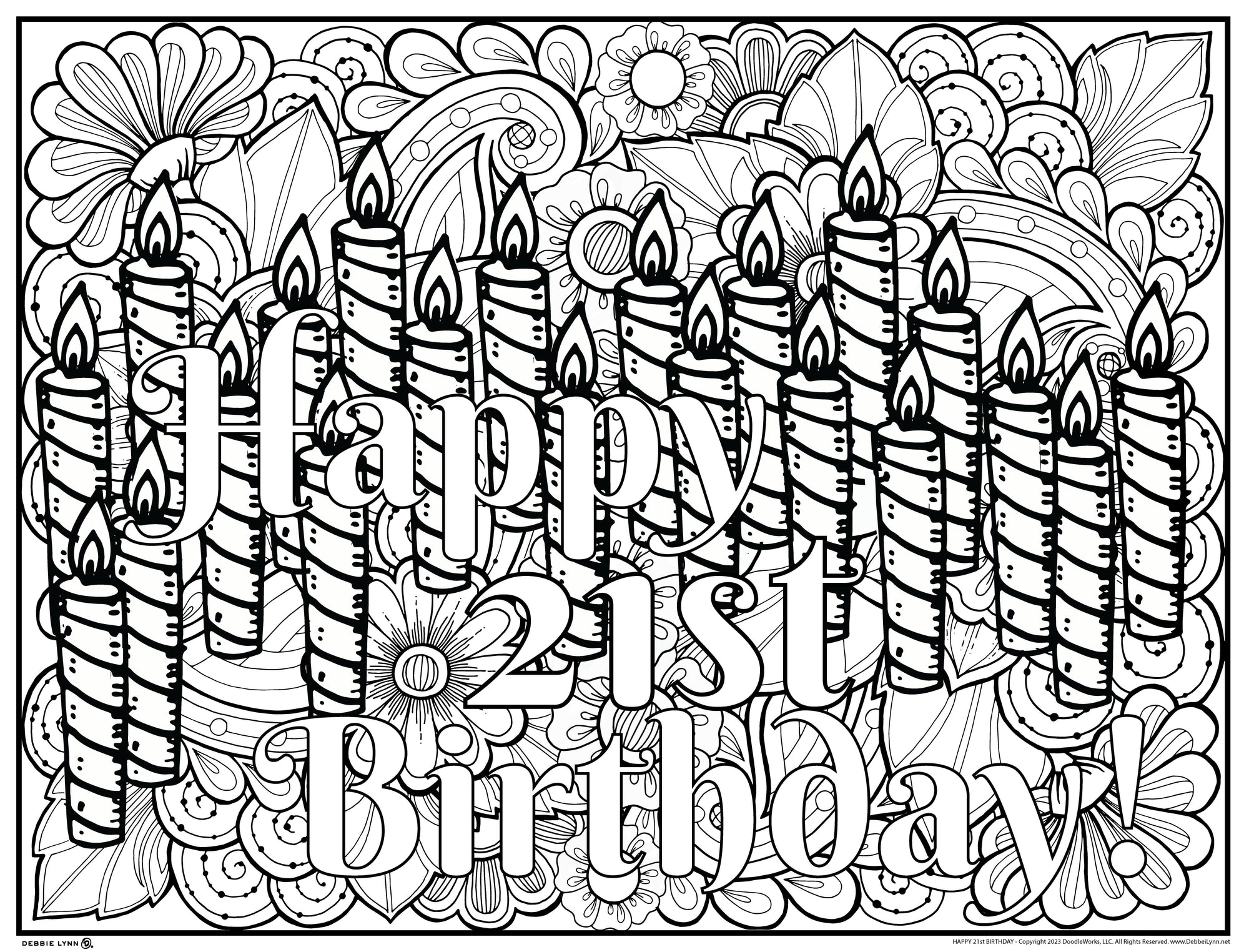 Happy 21 Birthday Personalized Giant Coloring Poster - Debbie Lynn