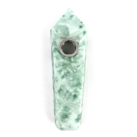 Natural Green Alabaster Point Crystal Pipe - Thera Crystals Canada