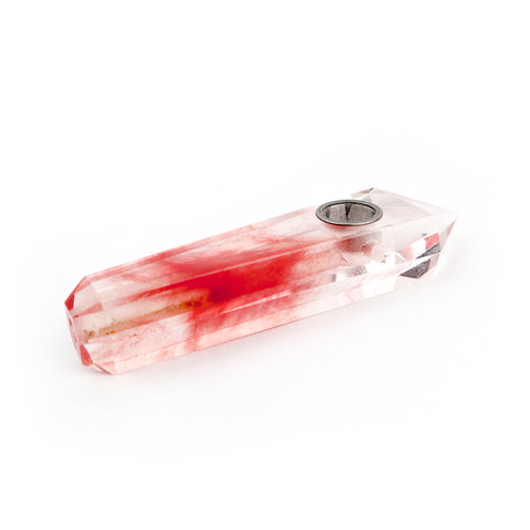 Natural Red Fused Point Crystal Pipe - Thera Crystals Canada