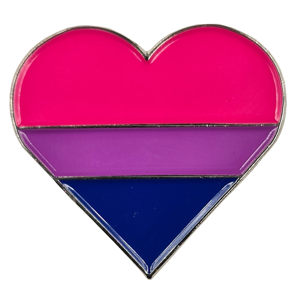 Bisexual Flag Silver Metal Heart Lapel Pin Badge – Uk