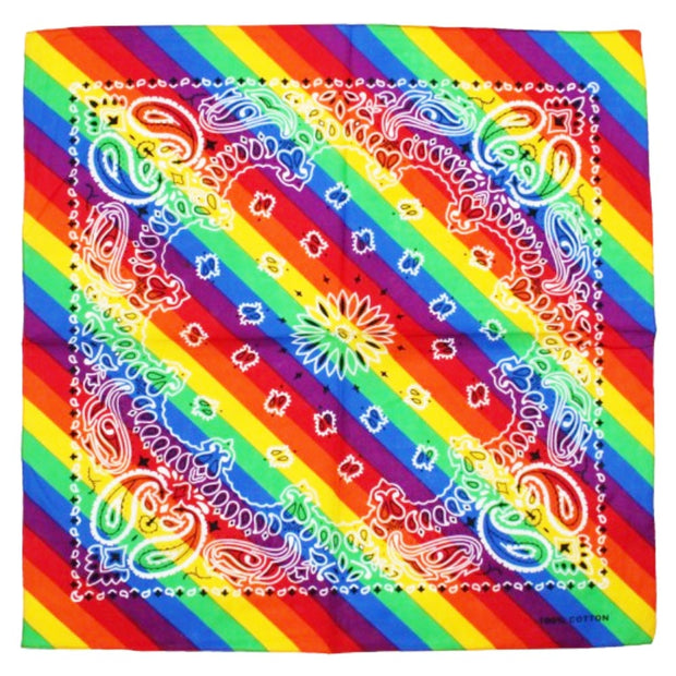 Gay Pride Rainbow Flag Cotton Bandana Paisley Pattern Uk 2584