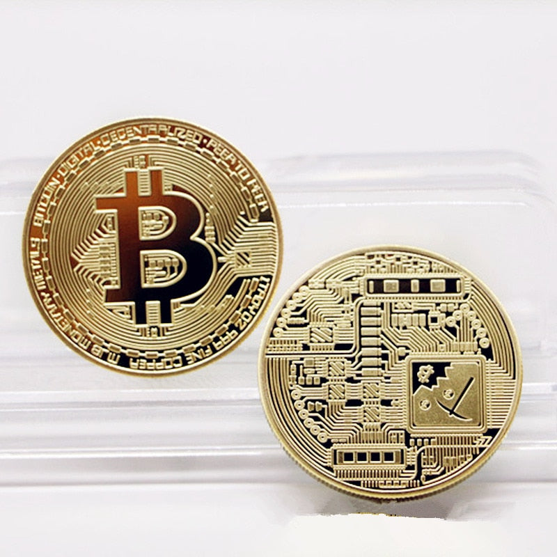 1pcs Gold Plated Bitcoin Coin Collectible Art Collection Gift Physical - onlineamericanstore