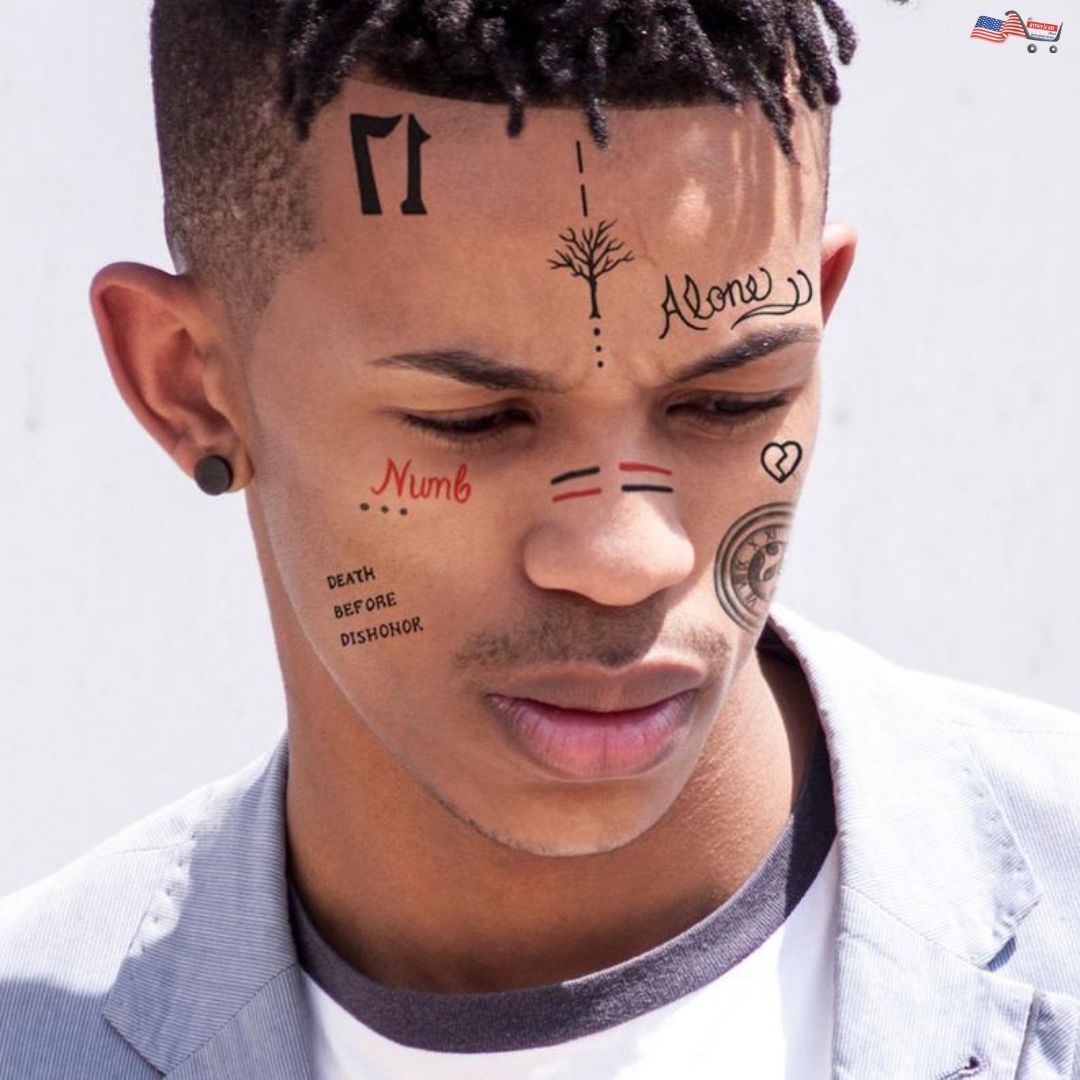 XXXTentacion temporary face tattoos For Halloween Cosplay