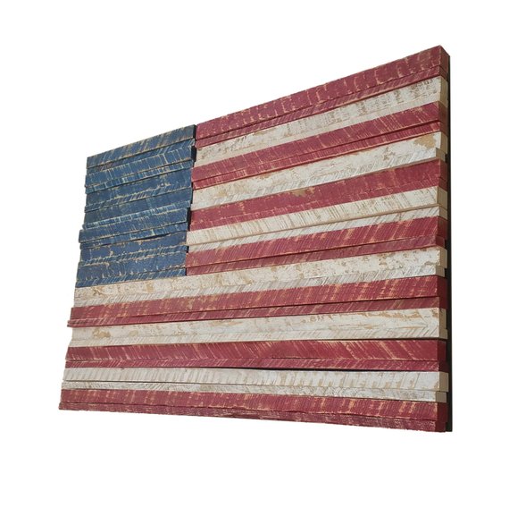 Rustic American Flag Wooden Wall Art - Reclaimed Wood ...