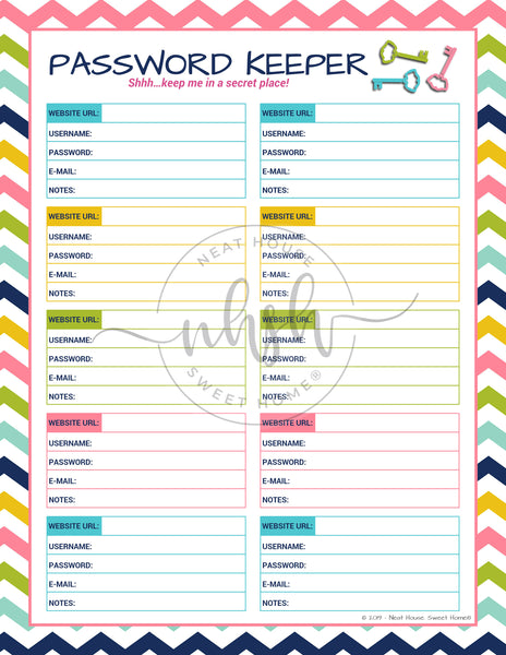 Editable Password Keeper • Password Log Template – The Neat & Sweet Shop™