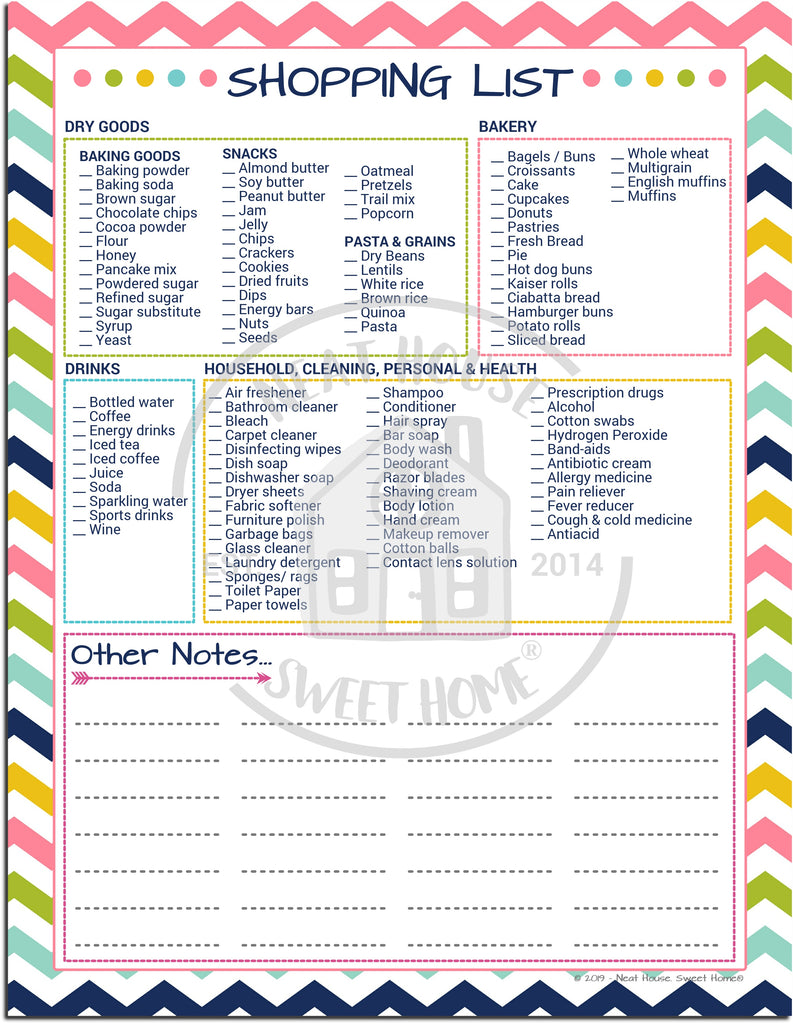 Printable Grocery Shopping Checklist - Shopping List Template – The