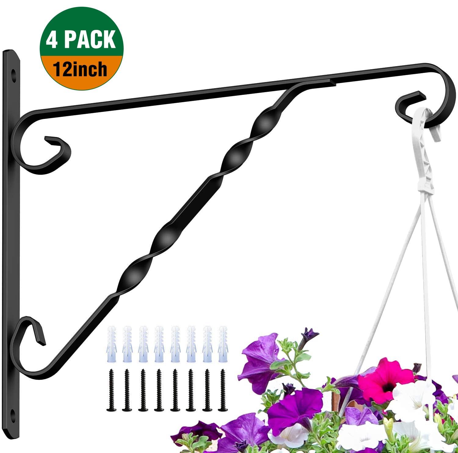 Swivel Plant Hanger for Hanging Plant, Plant Hanging Holder,Heavy Duty  Black Iron Plant Hanger Brackets for Hanging Planters and Flowers Baskets