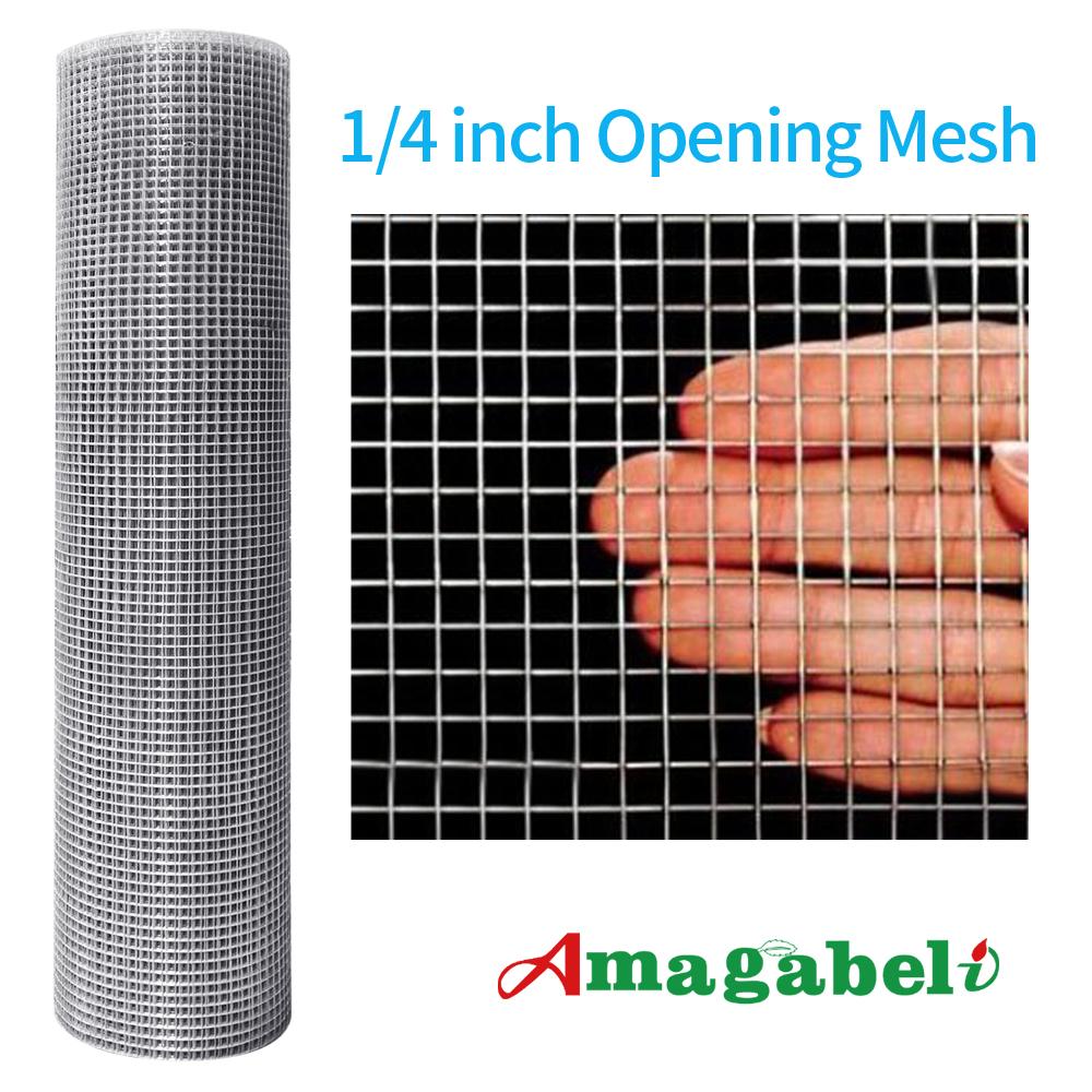 Zevemomo 48'' x 100' 1/4Inch Hardware Cloth 23Gauge Chicken Wire Fencing for Garden Pet Cage Rabbit Net, Silver Mesh Roll Galvanized After Welding