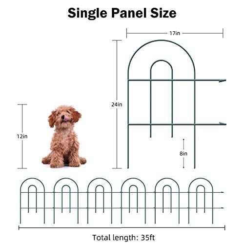AMAGABELI GARDEN & HOME Decorative Garden Fence 10 Panels 10 ft (L) x 22 in  (H) Animal Barrier for Dog Metal Coated Rustproof Landscape Wrought Iron