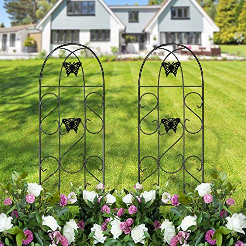 AMAGABELI GARDEN & HOME Garden Plant Trellis 17.7x76.8 for Climbing  Plants, Square Folding Big Removable Metal Plant Support Stakes Tower  Garden