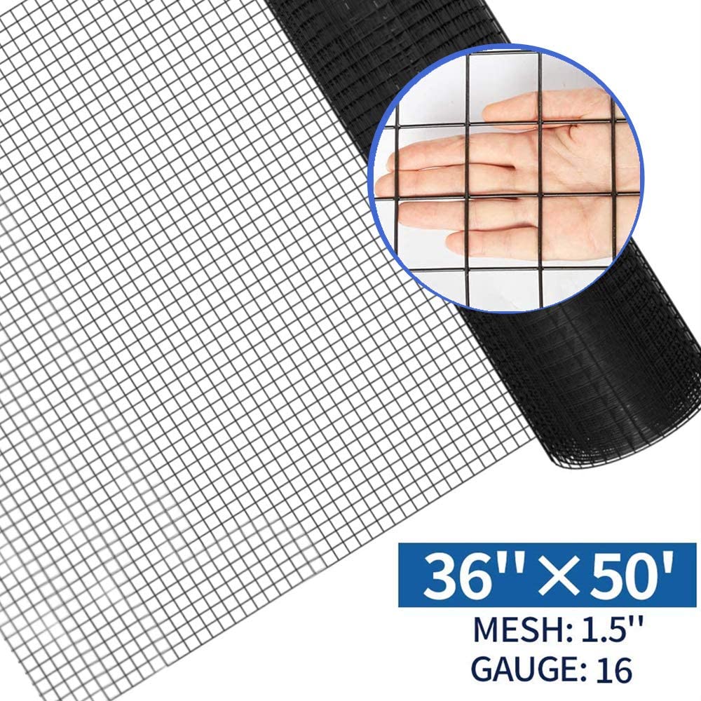 Amagabeli 36inch x 50ft Hardware Cloth 1.5 inch Square 16 Gauge Black