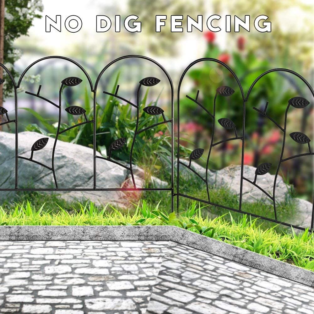 AMAGABELI GARDEN & HOME Decorative Garden Fence GFP007 24in x 10ft  Galvanized Outdoor Rustproof Metal Landscape Wire Fencing Folding Wire  Patio Fences