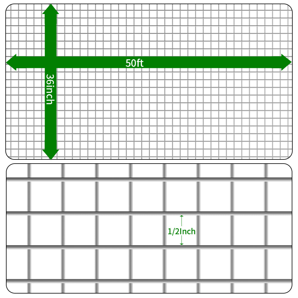 Amagabeli 36inch x 50ft SS304 Stainless Steel Welded Wire Mesh 1/2 inc