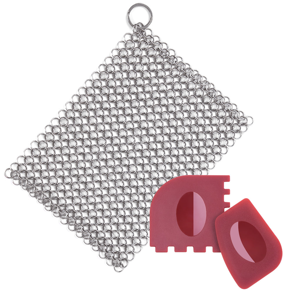 Chain Mail Scrubber - 8 x 8 Cast Iron Cleaner – Crisbee Cast Iron  Seasoning