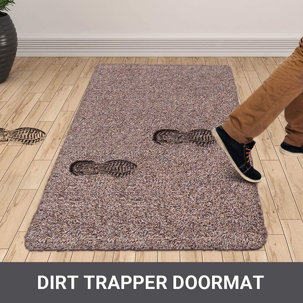 Indoor Super Absorbent Doormat - 2 in Pack. Non Slip Rubber Backing Door  Mat for Front & Back Doors Dirt Trapper Cotton Microfiber Rug 18 x 30 Shoes